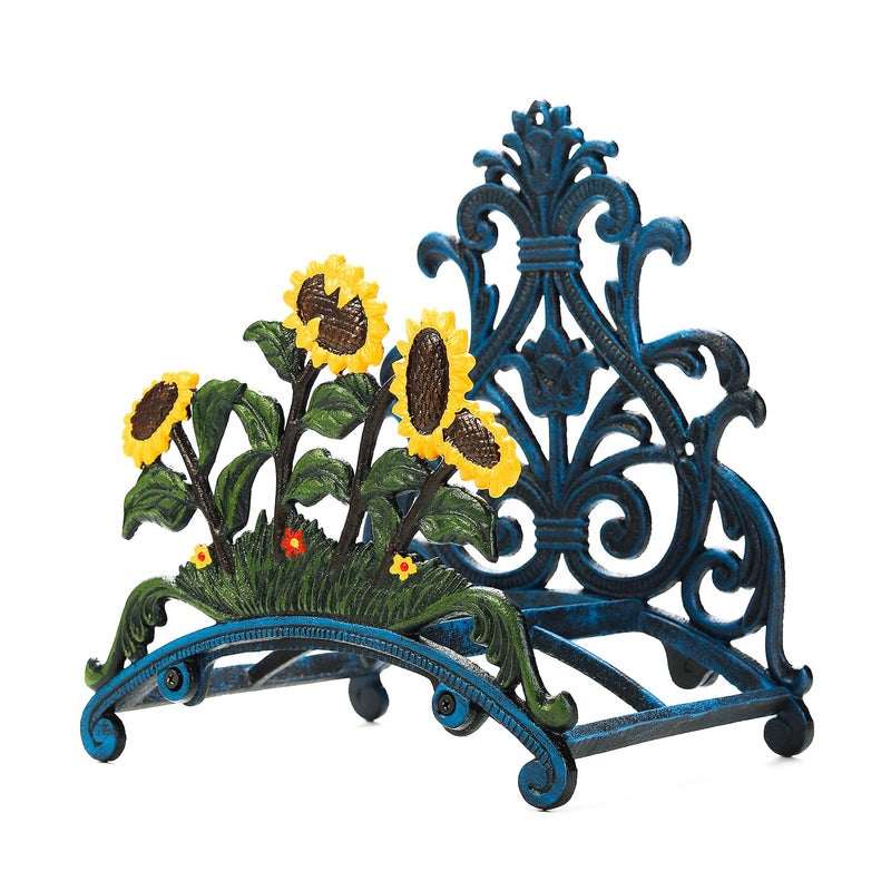 Sungmor Cast Iron Heavy Duty Garden Hose Holder - Decorative Hand-Painted Sunflower Wall Mounted Water Hose Hanger - Wall Decoration Hanging Hose Rack - Hose Reel Storage Butler - Metal Hose Stand - Image 1